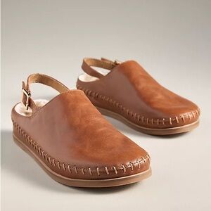 Kelsi Dagger Freddy Cognac Faux Fur Slingback Clogs NEW